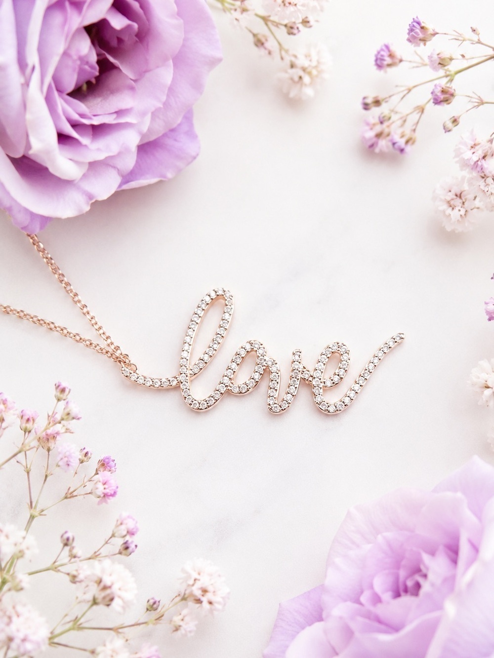 NWT Style Collection Cursive LOVE Pendant Necklace Gold with Sparkly CZ Stones